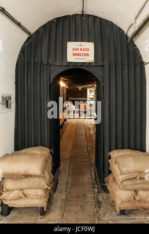 Abri à Jersey War Tunnels complexe dans Saint-laurent, Jersey, Channel Islands, Royaume-Uni Banque D'Images