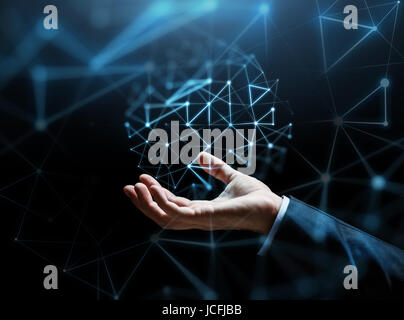 Businessman hand avec projection de réseau virtuel Banque D'Images