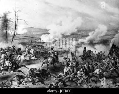 La bataille de Marengo se déroula le 14 juin 1800 entre les forces françaises sous Napoléon Bonaparte et les forces autrichiennes près de la ville d'Alexandrie, dans le Piémont, en Italie. Banque D'Images