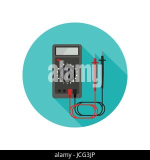 Multimètre icône plate Illustration de Vecteur