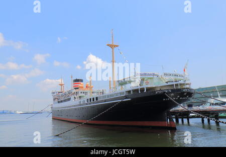 Navire Hikawamaru historique à Yokohama au Japon. Hikawamaru a été lancé en 1929 et a fait son voyage inaugural de Kobe à Seattle en 1931 Banque D'Images