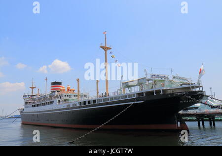 Navire Hikawamaru historique à Yokohama au Japon. Hikawamaru a été lancé en 1929 et a fait son voyage inaugural de Kobe à Seattle en 1931 Banque D'Images