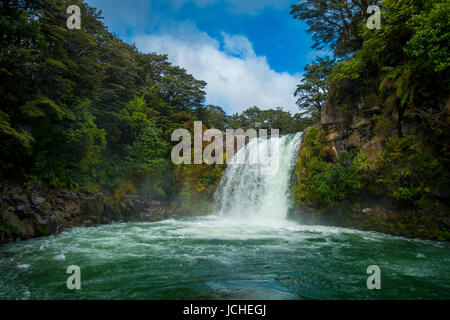 L'eau du volcan Mt Ruapehu formes Tawhai Falls Parc National de Tongariro, en Nouvelle-Zélande. Banque D'Images