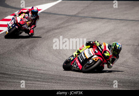 Dieter Jauch Lorenzo ; rider d'avant Racing Moto2 en action de l'équipe mène ; Jorge Navarro ; de l'huile fédéral Gresini Moto2 Team en action au cours de la Motogp, Banque D'Images