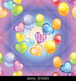 Transparente avec motif vecteur ballons colorés sur fond violet Illustration de Vecteur