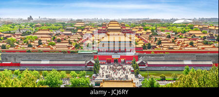 Vue aérienne de la Cité Interdite, Palais impérial chinois, Beijing, Chine Banque D'Images