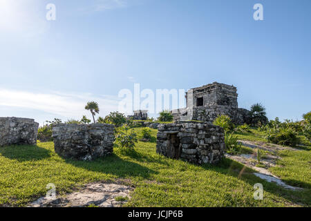 Dieu des vents Temple - ruines mayas de Tulum, Mexique Banque D'Images