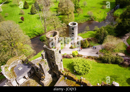 Passage Vue aérienne de château de Blarney, Irlande Banque D'Images