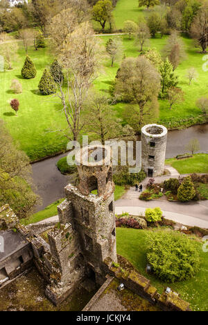 Passage Vue aérienne de château de Blarney, Irlande Banque D'Images