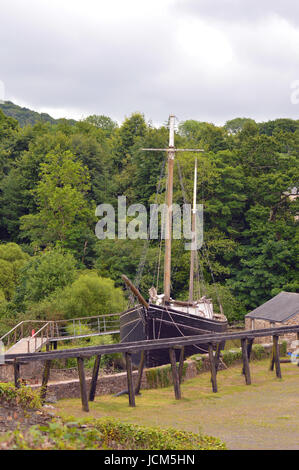 Garlandstone l'un des derniers grands voiliers construit en 1909 amarré à Morwellham Quay, Devon, UK Banque D'Images