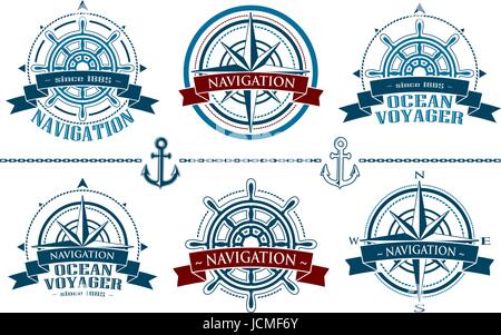 Jeu de logos nautique Illustration de Vecteur