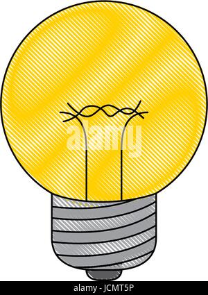 Fond blanc avec des crayons de couleur de l'ampoule de silhouette Illustration de Vecteur