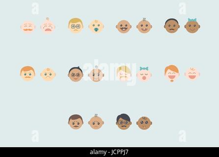 Vector set des visages avec des expressions différentes Illustration de Vecteur