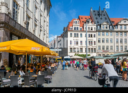 Dans le café-Markt (place du marché), Leipzig, Saxe, Allemagne Banque D'Images