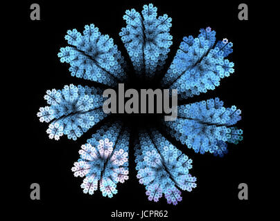 Abstract fractal, couronne de fleurs sur fond noir Banque D'Images