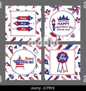 Vector set du 4 juillet Célébration Illustration de Vecteur