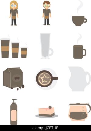 Vector icons de serveur et serveuse Illustration de Vecteur