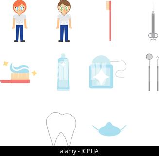 Vector set de dentiste et d'équipements dentaires Illustration de Vecteur