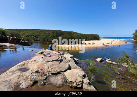 Wattamolla beach dans le Royal National Park, en Australie. Banque D'Images