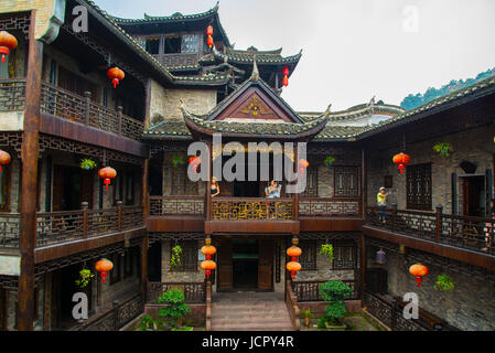 Une maison traditionnelle chinoise avec jardin à fenghuang hunan province de Chine Banque D'Images