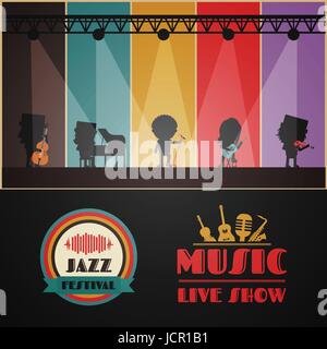 Bande classique sur scène, musique rétro poster Illustration de Vecteur