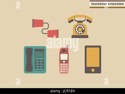 Évolution de l'ancien téléphone, de présenter Illustration de Vecteur