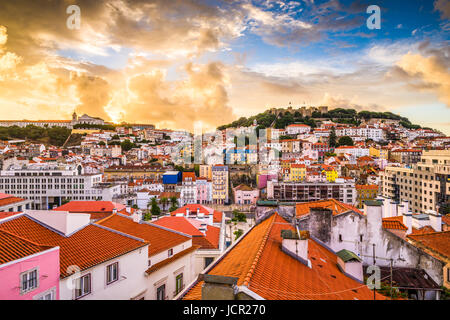 Lisbonne, Portugal skyline at Château Sao Jorge. Banque D'Images