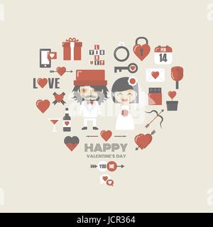 Signe de l'icône de saint Valentin avec couple Illustration de Vecteur