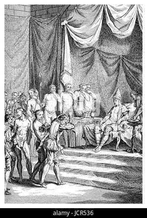 Vasco de Gama accordée par l'audience ROI Zamorin de Calicut Banque D'Images