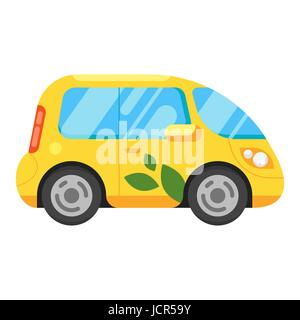 Vector illustration style plat de voiture électrique. Eco-friendly transport. Isolé sur fond blanc. Pour l'icône web. Illustration de Vecteur