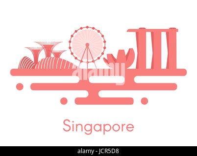 Vector background style télévision panorama de Singapour. Illustration de Vecteur