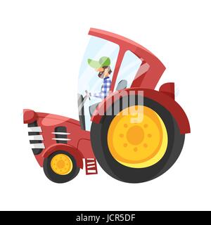 Vector cartoon illustration de tracteur-pilote. Isolé sur fond blanc. Illustration de Vecteur