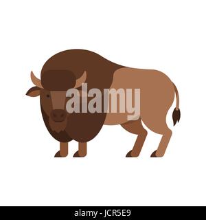 Vector illustration style plat d'aurochs. Pour l'icône web. Isolé sur fond blanc. Illustration de Vecteur