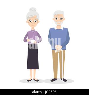 Vector illustration of happy senior couple. Illustration de Vecteur