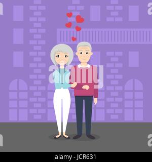 Vector illustration of happy senior couple in love Illustration de Vecteur