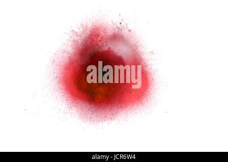 Abstrait, explosion de feu rouge à l'arrière-plan blanc Banque D'Images