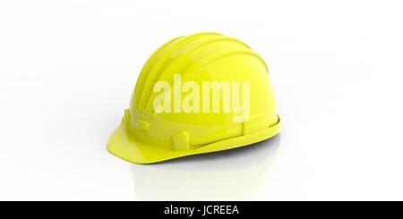 Casque de construction jaune sur fond blanc. 3d illustration Banque D'Images