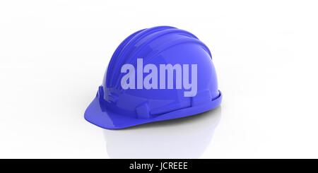 Construction casque bleu sur fond blanc. 3d illustration Banque D'Images