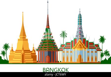Temple Bouddhique wat Grand Palais à Bangkok Thailand Travel monument vector illustration Illustration de Vecteur