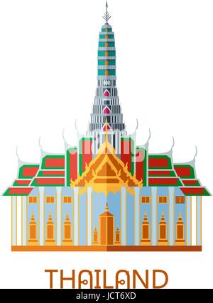 Temple Bouddhique wat à Bangkok Thailand Travel monument vector illustration Illustration de Vecteur