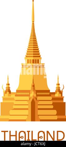 Golden temple bouddhiste wat à Bangkok Thailand Travel monument vector illustration Illustration de Vecteur