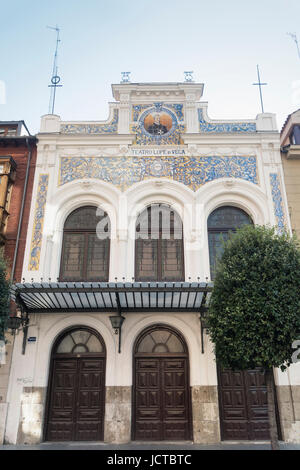 (Valladolid, Castille et Leon, Espagne) : façade de l'historique Teatro Lope de Vega Banque D'Images