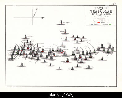 Bataille de Trafalgar, le 21 octobre 1805, entre la Grande Bretagne et une flotte espagnole et française au large des côtes de l'Espagne pendant la guerre de la troisième coalition des guerres napoléoniennes. Banque D'Images