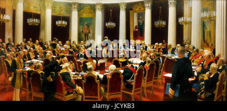 Ilya Repine, cérémonial Séance du conseil d'État le 7 mai 1901 qui marque le centenaire de sa fondation. 1903 Huile sur toile. Musée d'Etat russe, S Banque D'Images