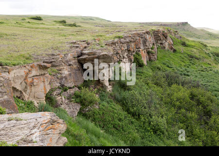 Falaises de Head-Smashed-In Buffalo Jump en Alberta, Canada, Banque D'Images