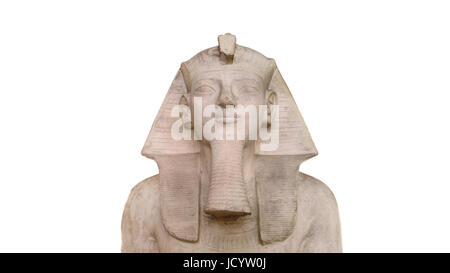 Pharaon égyptien stone statue sphynx replica isolated over white Banque D'Images