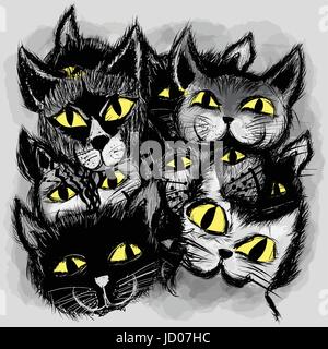 Jeu de chats en style cartoon - vector illustration Illustration de Vecteur