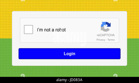 La version deux reCAPTCHA. Cette méthode de vérification des comptes par le biais d'images est une solution moderne de sécurité pour les utilisateurs. Banque D'Images