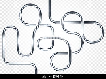 Ligne de chemin de fer, labyrinthe et nœuds. Plan du tramway de tours avec les trains et les ponts illustration vectorielle. Illustration de Vecteur