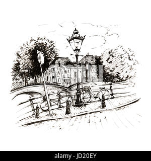 Vue sur la ville d'un canal à Amsterdam Banque D'Images